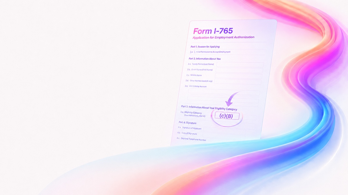 Dónde se escribe la categoría (c)(8) en la Parte 3 del Formulario I-765